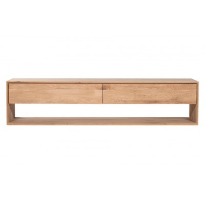 Oak Nordic TV cupboard - 1 flip-down door - 1 drawer