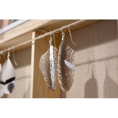 BOUCLES D'OREILLES ARGENT ET PLUME