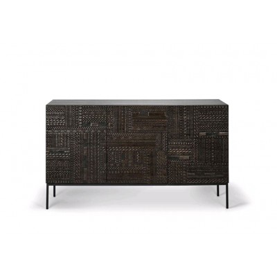 Teak Tabwa black sideboard - 3 doors - varnished