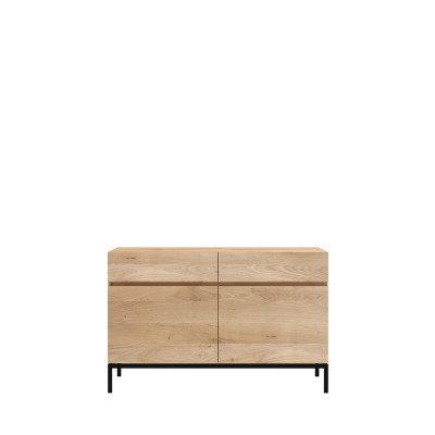 Oak Ligna sideboard - 2 doors - 2 drawers - black metal legs