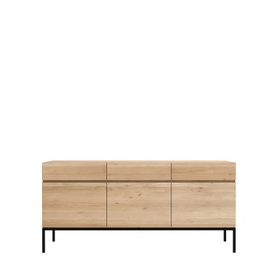 Oak Ligna sideboard - 3 doors - 3 drawers - black metal legs