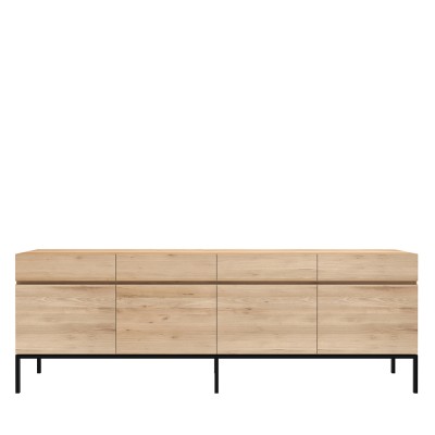 Oak Ligna sideboard - 4 doors - 4 drawers - black metal legs