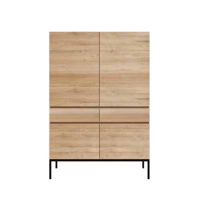 Oak Ligna storage cupboard - 4 doors - 2 drawers - black...