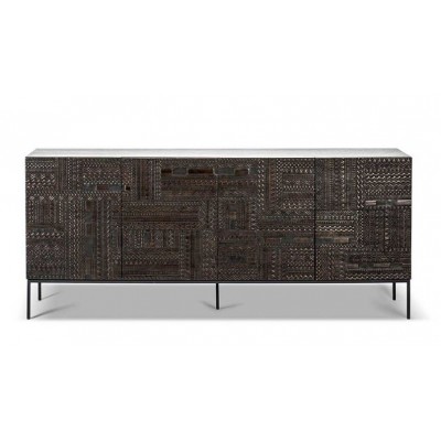 Tabwa buffet - verni teck - off noir - 4 portes