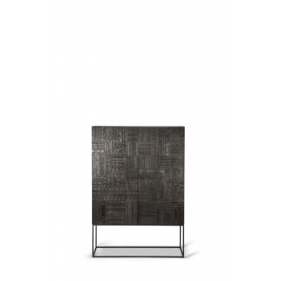 Tabwa cupboard - verni teck - off noir - 2 portes - 2...