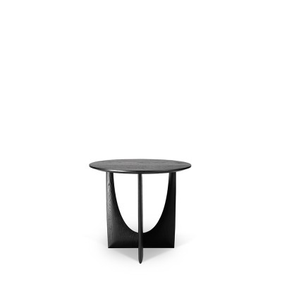 Oak Geometric black side table - varnished