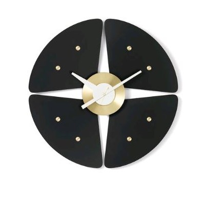 HORLOGE PETAL NOIR/LAITON