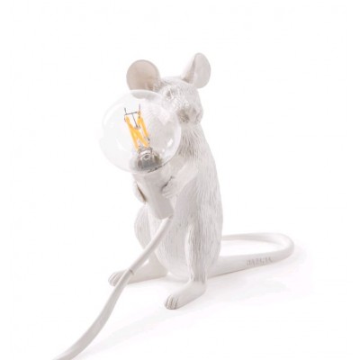 LAMPE SOURIS EN RESINE POSITION ASSISE