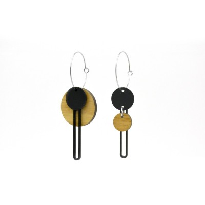 BOUCLES D'OREILLES ASYMETRIQUE BAMBOU