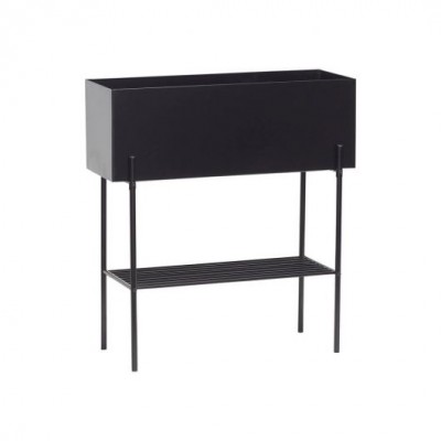 JARDINIERE EN METAL NOIR 70 X 28 X H76 CM
