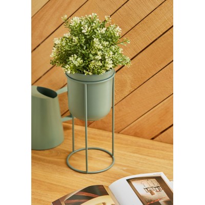 POT EN METAL SUR PIED VERT JADE