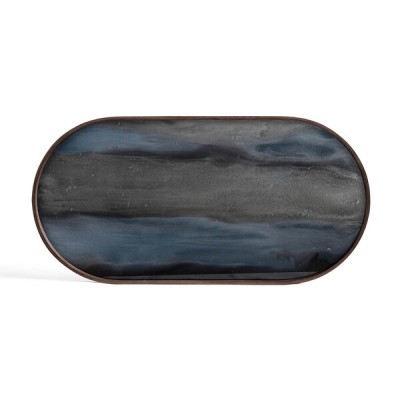 PLATEAU GRAPHITE ORGANIC EN BOIS/ VERRE 71X36X3CM