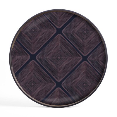 PLATEAU MIDNIGHT LINEAR SQUARES EN BOIS/ VERRE 48X48X4CM