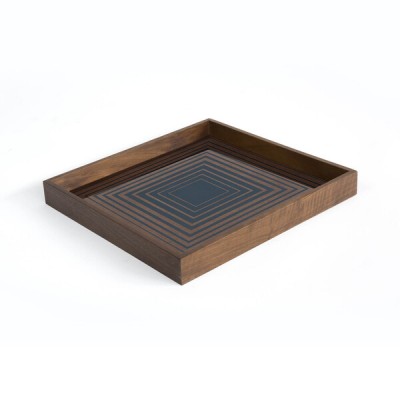 PLATEAU INK SQUARES EN BOIS/ VERRE 38X38X4CM