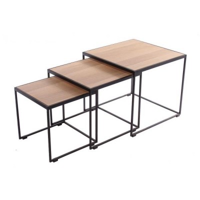 SET DE 3 TABLES BASSES RUBIC, NATUREL