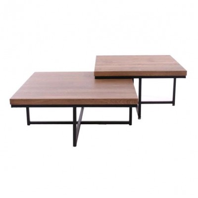 Tray table basse ensemble - verni wood - noir - rond - XL...