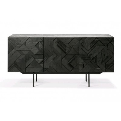 Graphic buffet - verni teck - noir - 3 portes