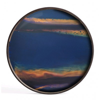 PLATEAU ROND EN VERRE INDIGO ORGANIC 48X48X4CM