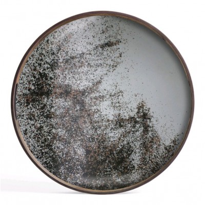 HEAVY AGED MIRROR TRAY  D.48cm