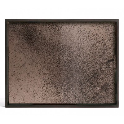 HEAVY AGED BRONZE MIRROR TRAY  46X36X4CM