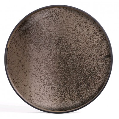 HEAVY AGED BRONZE MIRROR TRAY D.48CM HEAVY AGED