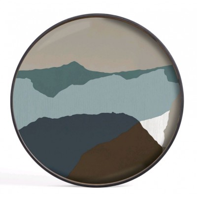 Wabi Sabi plateau - glass - Graphite - rond - XL