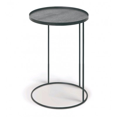 Tray table d'appoint - verni wood - noir - rond - S -...