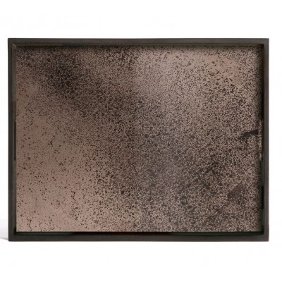 HEAVY AGED BRONZE MIRROR TRAY - 61X46X5CM