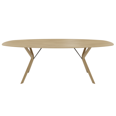 TABLE ECLIPSE CHENE MASSIF OVALE 110X220 PIED/PLATEAU E11...