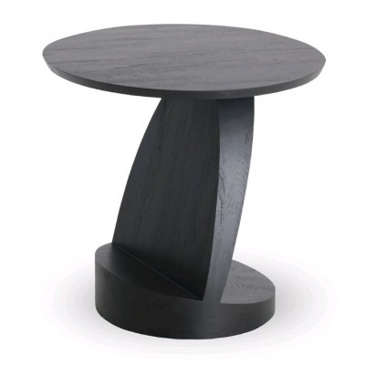 Oblic table d'appoint - verni teck - noir - rond