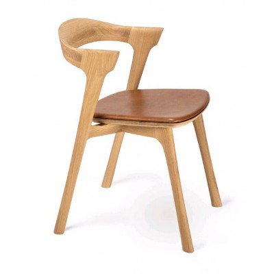 Oak Bok dining chair - cognac leather - varnished