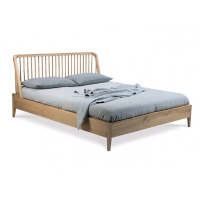Oak Spindle bed - without slats - mattress 180x200 -...