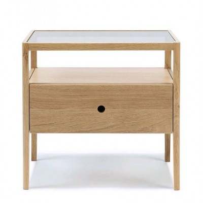 Oak Spindle bedside table - 1 drawer - varnished