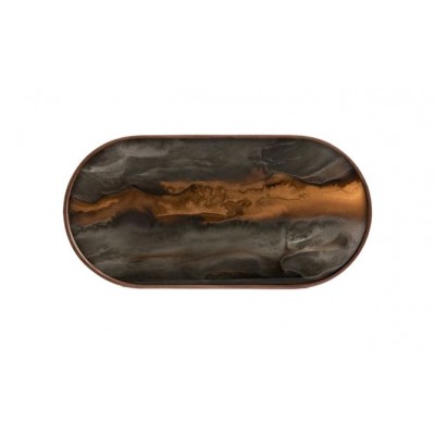 Bronze Organic glass tray - oblong - M