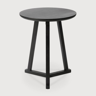 Oak Tripod black side table - varnished