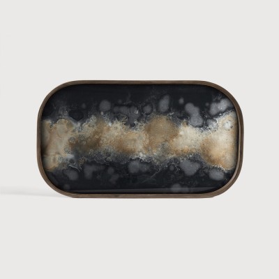 Black Organic glass valet tray - rectangular - L