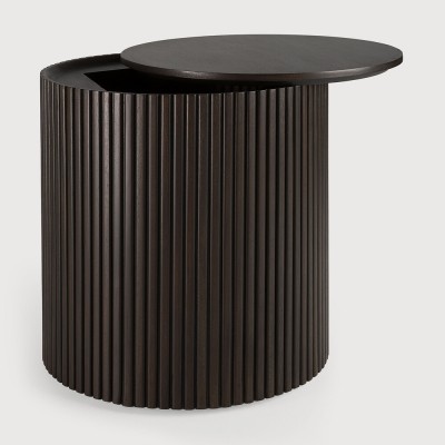 Mahogany Roller Max dark brown round side table - varnished