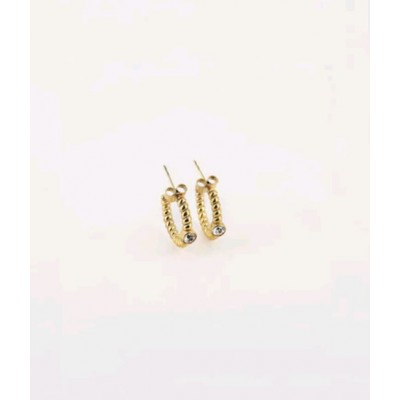 BOUCLES D OREILLES-EARRING - DORE blanc - gols white