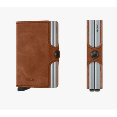 PORTE-CARTES TWINWALLET VINTAGE COGNAC SILVER