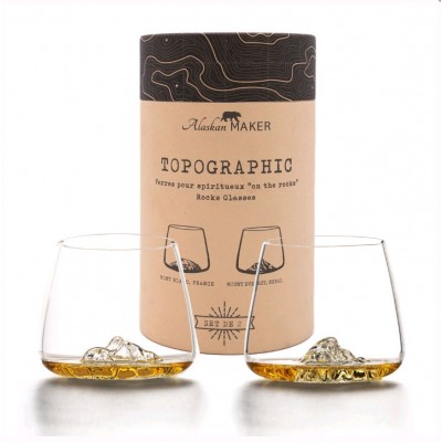 SET DE 2 VERRES TOPOGRAPHIC : EVEREST & MONT BLANC