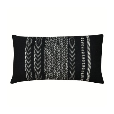 Native stripe cotton black cushion rectangle
