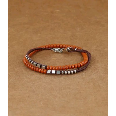 BRACELET HOMME - MULTI 2 rangs - ROUGE