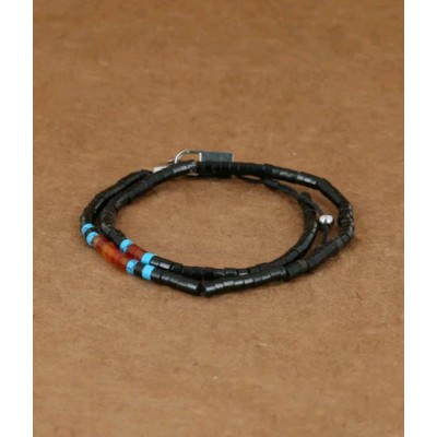 BRACELET HOMME - MULTI 2 rangs -  NOIR