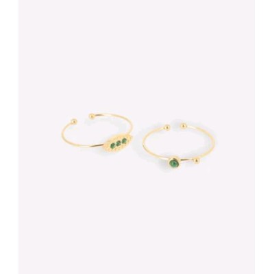 BAGUE ACIER DORE/VERT