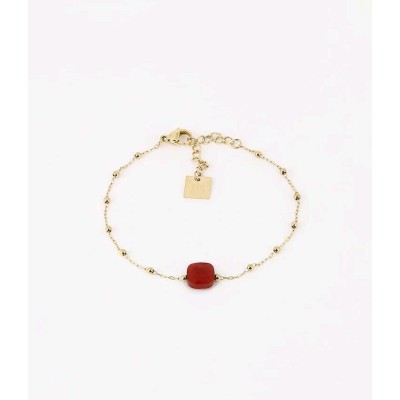 BRACELET - DORE rouge - gold red - cornaline