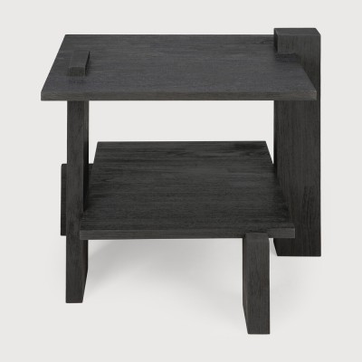 Abstract side table - varnished teak - black - rectangular