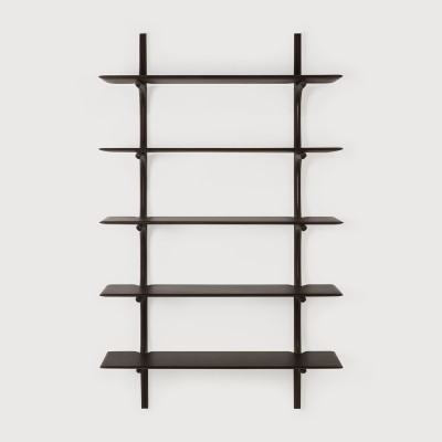 PI wall shelf - varnished mahogany - dark brown - 5 shelves