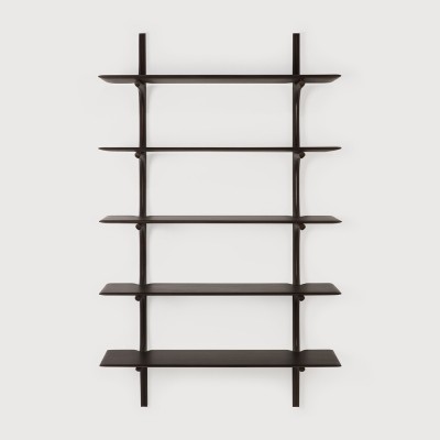 PI wall shelf - varnished mahogany - dark brown - 5 shelves