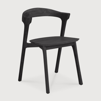 Bok outdoor dining chair - varnished teak - black