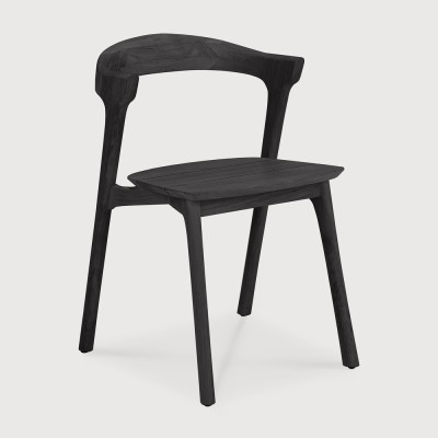 Bok outdoor dining chair - varnished teak - black